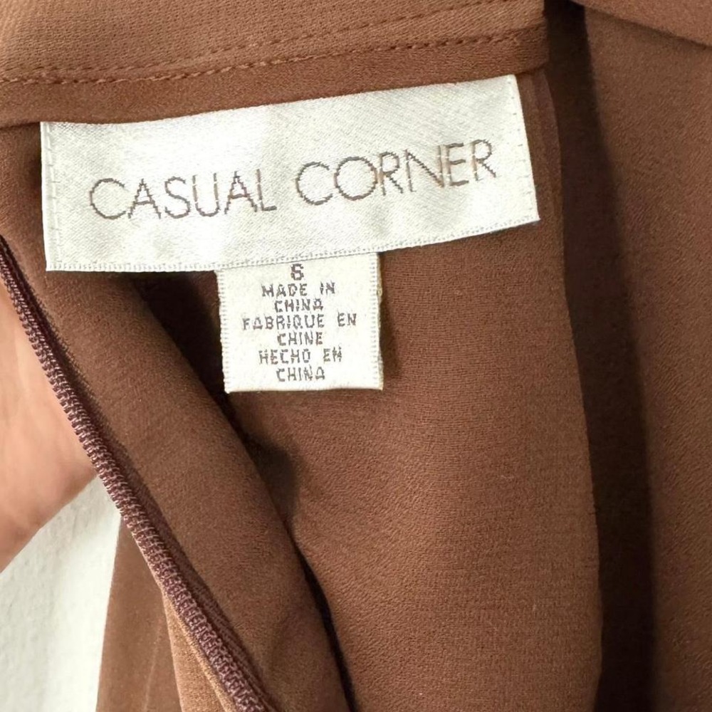 Casual Corner Brown Midi Silk Skirt - Picture 7 of 8